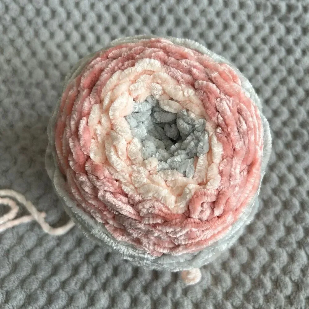 Large Roll Chenille Yarn Pink Mauve Gray